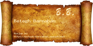 Betegh Barnabás névjegykártya